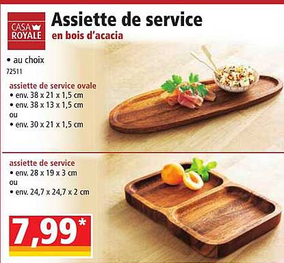 assiette de service en bois d'acacia casa royale