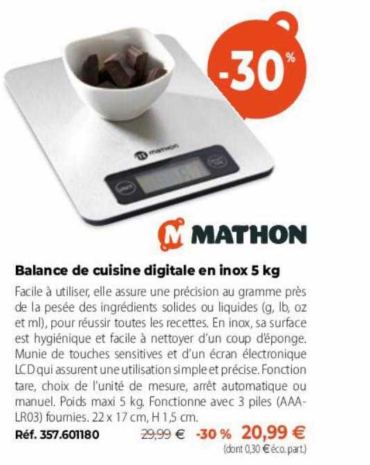 balance de cuisine digitale en inox