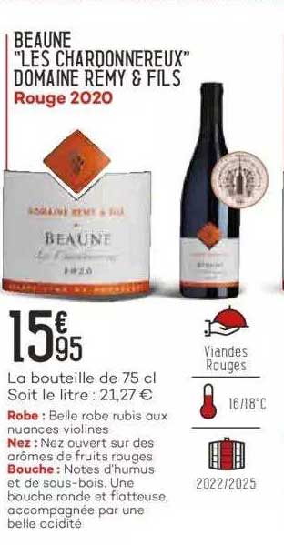 beaune "les chardonnereux" domaine remy & fils rouge 2020