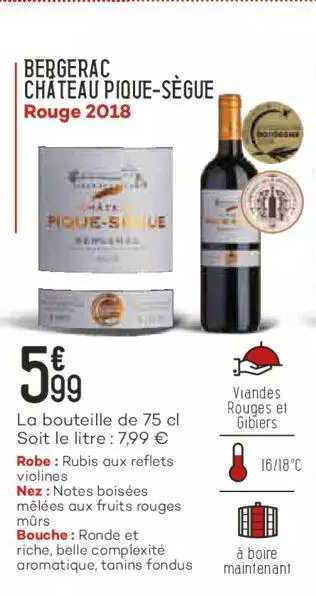 Bergerac Château Pique-sègue Rouge 2018