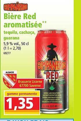 bière red aromatisée tequila, cachaça, guarana companeros