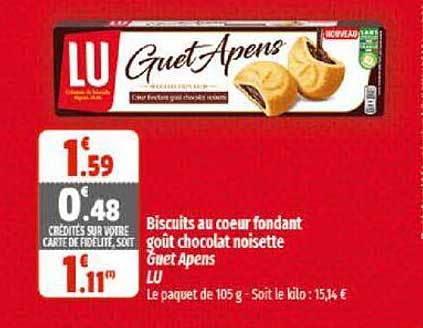 biscuits au cœur fondant goût chocolat noisette guet apens lu