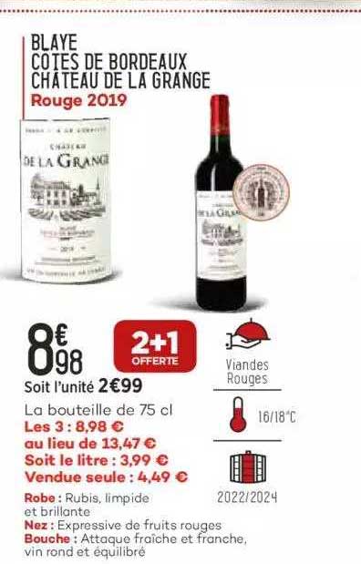 blaye côtes de bordeaux château de la grange rouge 2019