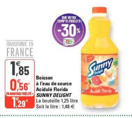 boisson à l'eau de source acidulé florida sunny delight