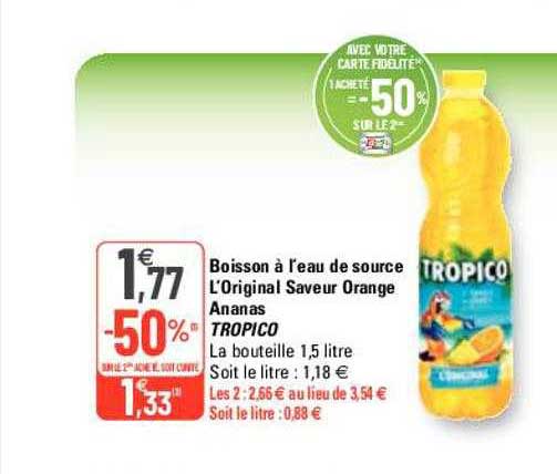 Boisson à L'eau De Source L'original Saveur Orange Ananas Tropico