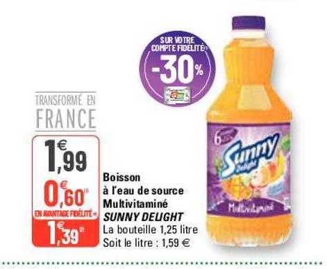 boisson à l'eau de source multivitaminé sunny delight