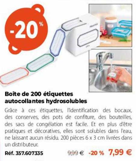 Boîte De 200 étiquettes Autocollantes Hydrosolubles