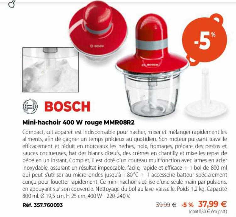 Bosch Mini-hachoir Rouge Mmr08r2