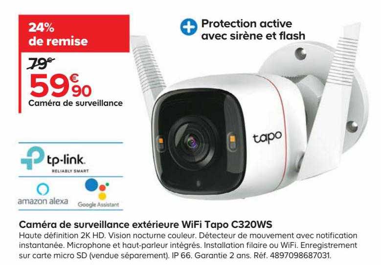caméra de surveillance extérieure wifi tapo c320ws tp-link