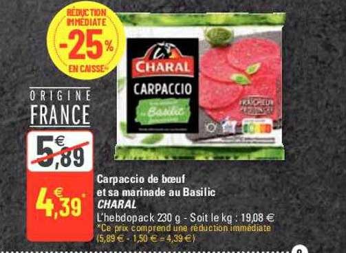 Carpaccio De Boeuf Et Sa Marinade Au Basilic Charal