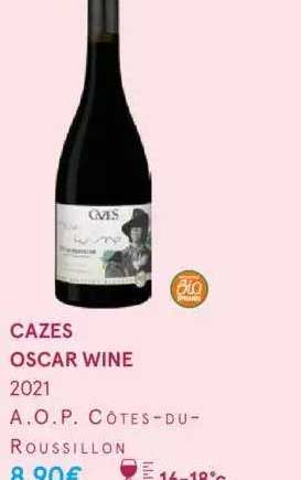 cazes oscar wine 2021 a.o.p. côtes-du-roussillon