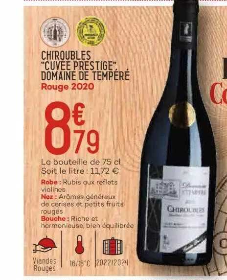 chiroubles "cuvée prestige" domaine de tempéré rouge 2020