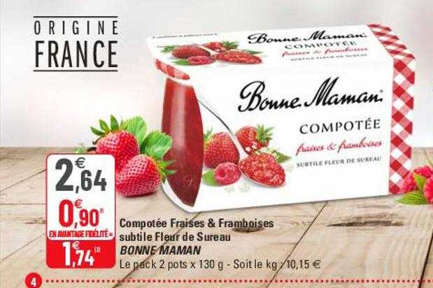 compotée fraises & framboises subtile fleur de sureau bonne maman