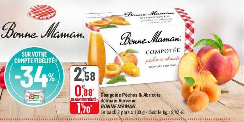 compotée pêches & abricots délicate verveine bonne maman