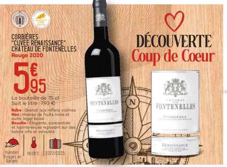 corbières "cuvée renaissance" château de fontenelles rouge 2020