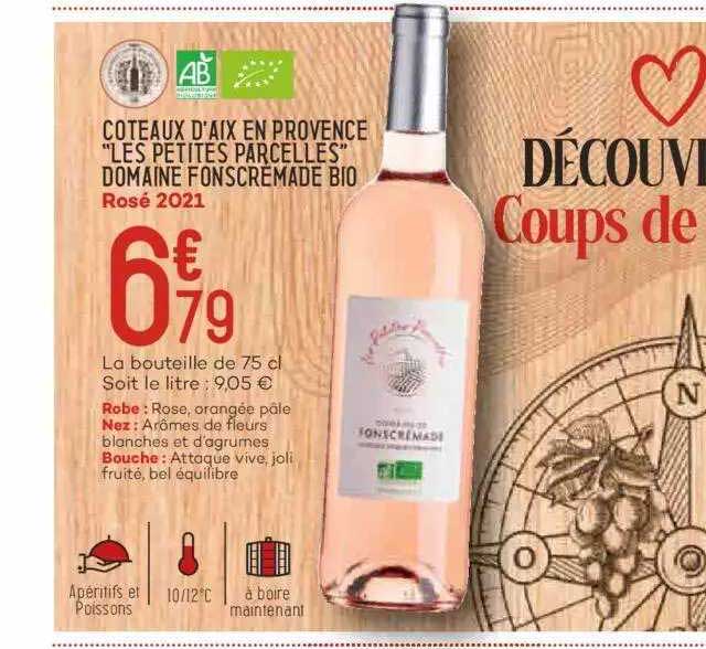 côteaux d'aix en provence "les petites parcelles" domaine fonscremade bio rosé 2021