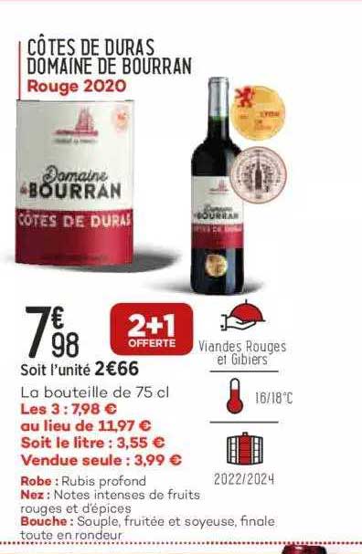 Côtes De Duras Domaine De Bourran Rouge 2020