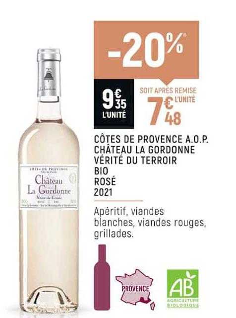 côtes de provence a.o.p. château la gordonne vérité du terroir bio rosé 2021