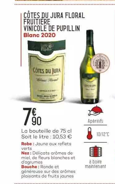 côtes du jura floral fruitière vinicole de pupillin blanc 2020