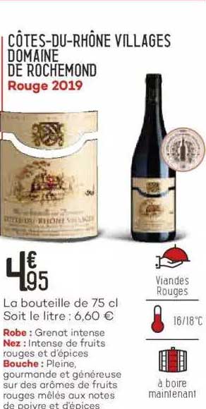 côtes-du-rhône villages domaine de rochemond rouge 2019