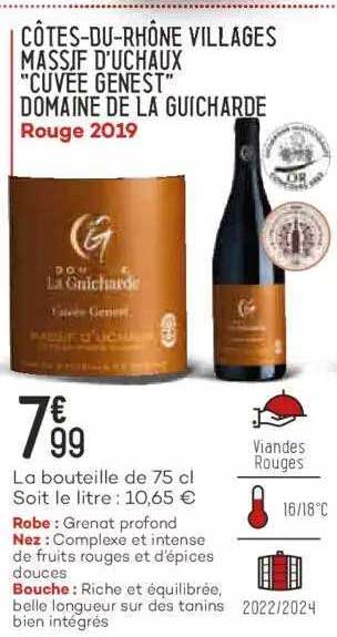 côtes-du-rhône villages massif d'uchaux "cuvée genest" domaine de la guicharde rouge 2019