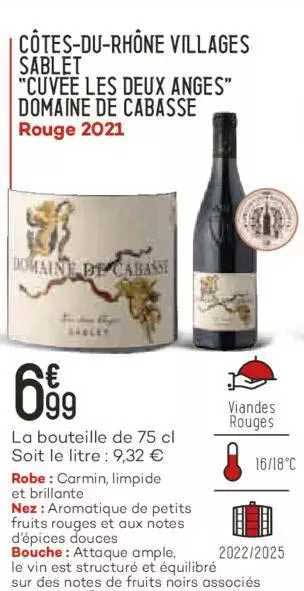 côtes-du-rhône villages sablet "cuvée les deux anges" domaine de cabasse rouge 2021