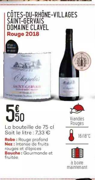 côtes-du-rhône-villages saint-gervais domaine clavel rouge 2018