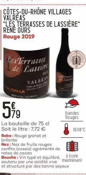côtes-du-rhône villages valreas "les terrasses de lassière" rené ours rouge 2019