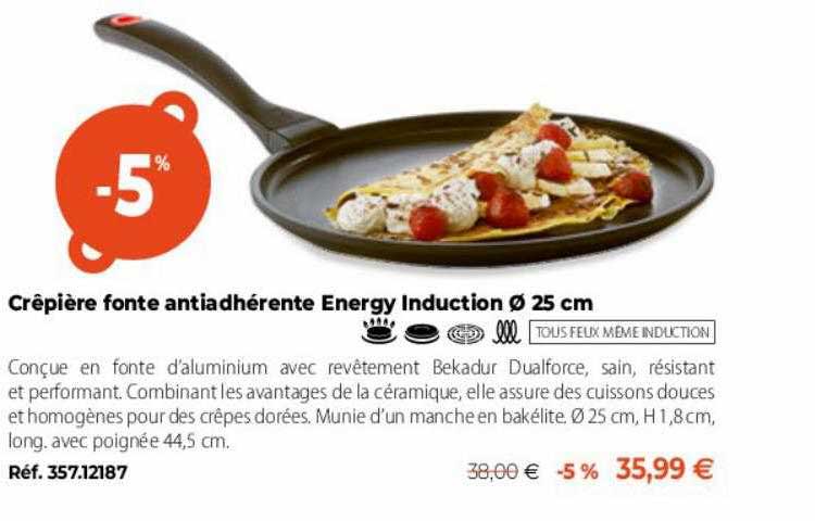 crêpière fonte antiadhérente energy induction ø 25cm