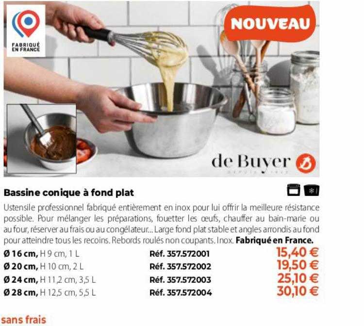 debuyer bassine conique à fond plat