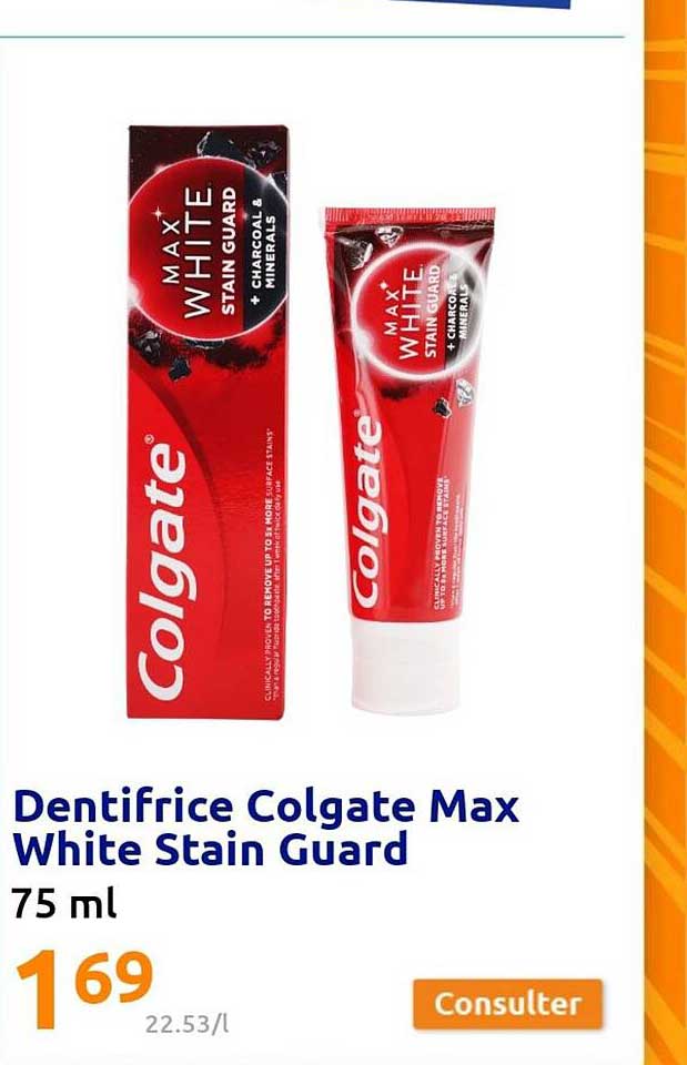 dentifrice colgate max white stain guard