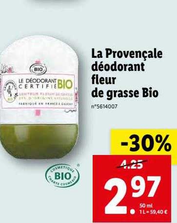Déodorant Fleur De Grasse Bio La Provençale