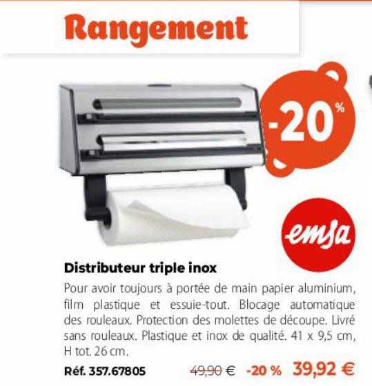 Distributeur Triple Inox Emsa