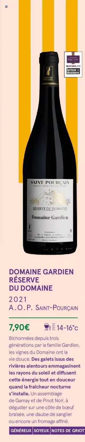 domaine gardien réserve du domaine 2021 a.o.p. saint-pourçain