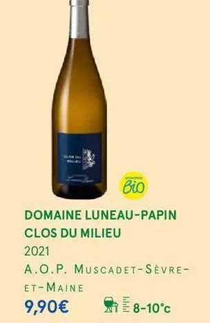 domaine luneau-papin clos du milieu 2021 a.o.p. muscadet-sèvre-et-maine