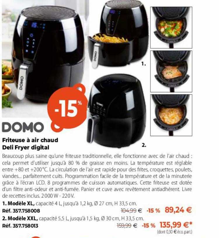 domo friteuse à air chaud deli fryer digital