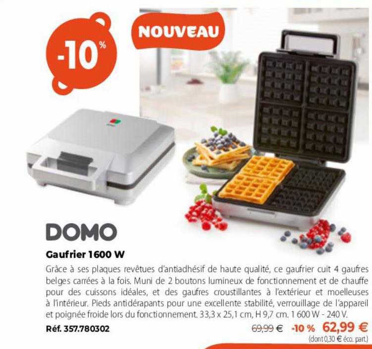 domo gaufrier 1600w