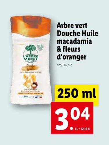 douche huile macadamia & fleurs d'oranger arbre vert