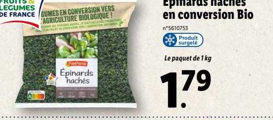 épinards hachés en conversion bio
