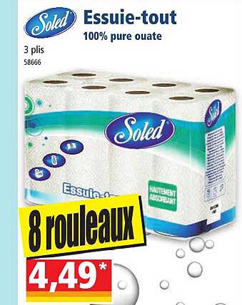 essuie-tout 100% pure ouate soled