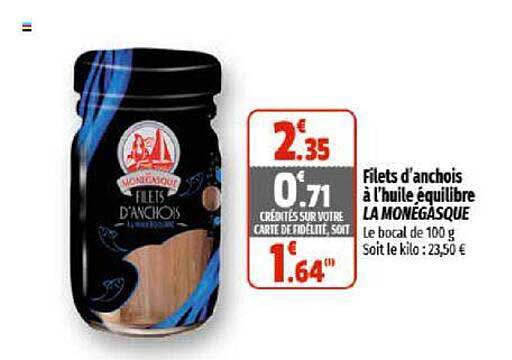 filets d'anchois à l'huile équilibre la monégasque