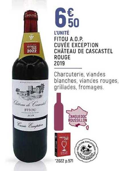 fitou a.o.p. cuvée exception château de cascastel rouge 2019