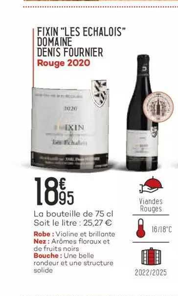 fixin "les echalois" domaine denis fournier rouge 2020