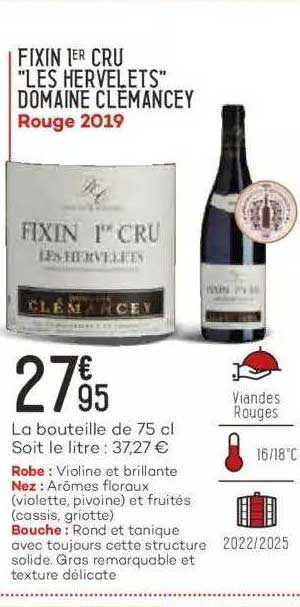 fixin 1er cru "les hervelets" domaine clemancey