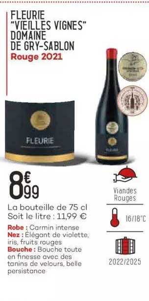 fleurie "vieilles vignes" domaine de  gry-sablon rouge 2021