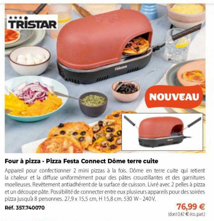 four à pizza - pizza festa connect dôme terre cuite tristar