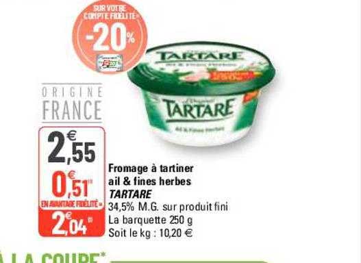 Fromage à Tartiner Ail & Fines Herbes Tartare