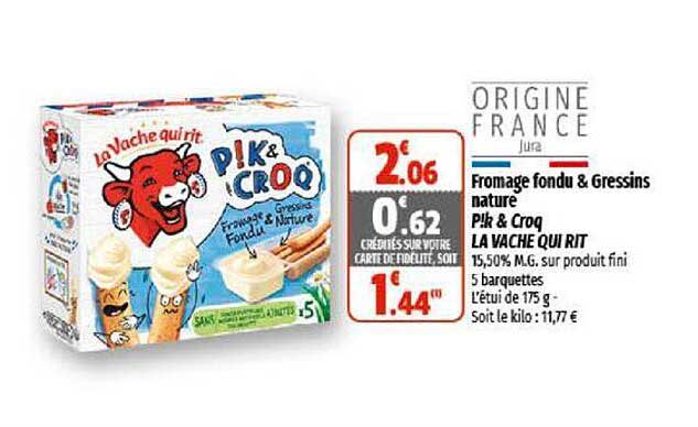 fromage fondu & gressins nature p!k & croq la vache qui rit