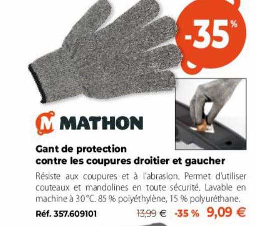 gant de protection contre les coupures droitier et gaucher