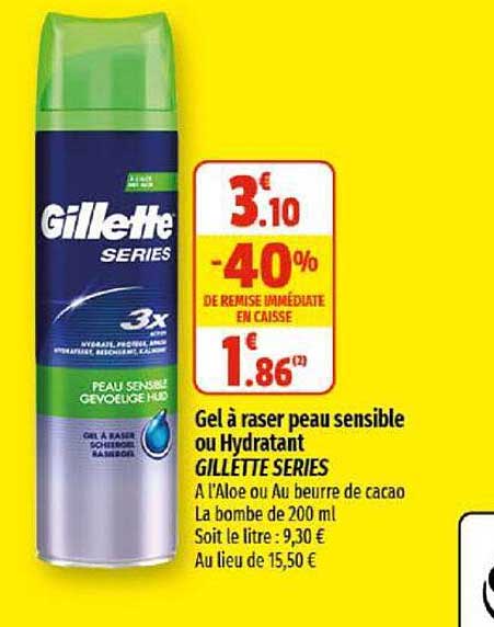 gel à raser peau sensible ou hydratant gillette series